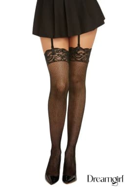 Lace Top Fishnet Thigh Hi 1