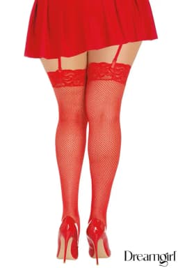 Lace Top Fishnet Thigh Hi 4