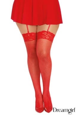 Lace Top Fishnet Thigh Hi 3