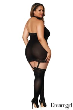 Semi-Sheer Halter Garter Dress 4