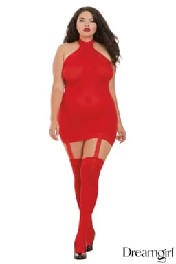Semi-Sheer Halter Garter Dress 1