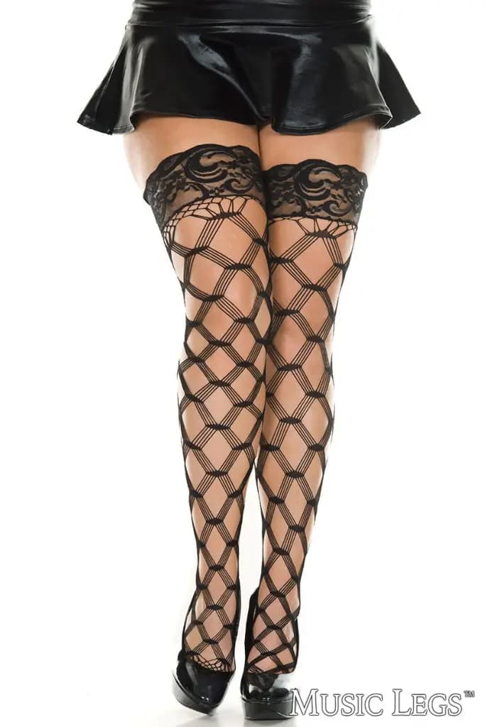 Lace Stay Up Top Multi Strands Fishnet Thigh Hi 1