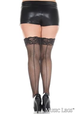 Lace Top Backseam Fishnet Thigh Hi 4