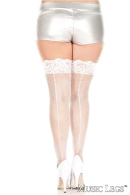 Lace Top Backseam Fishnet Thigh Hi 5