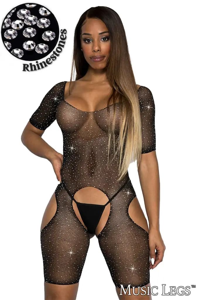 Rhinestone Capri Bodystocking 1