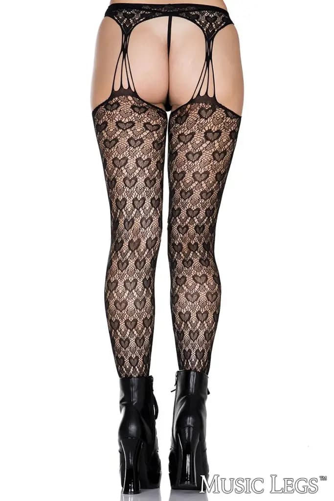 Heart Lace Suspender Pantyhose 2