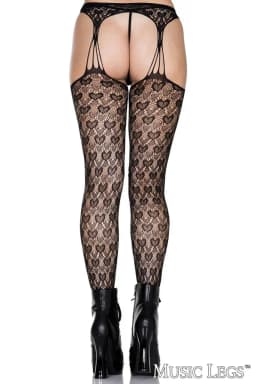 Heart Lace Suspender Pantyhose 2