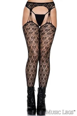 Heart Lace Suspender Pantyhose 1