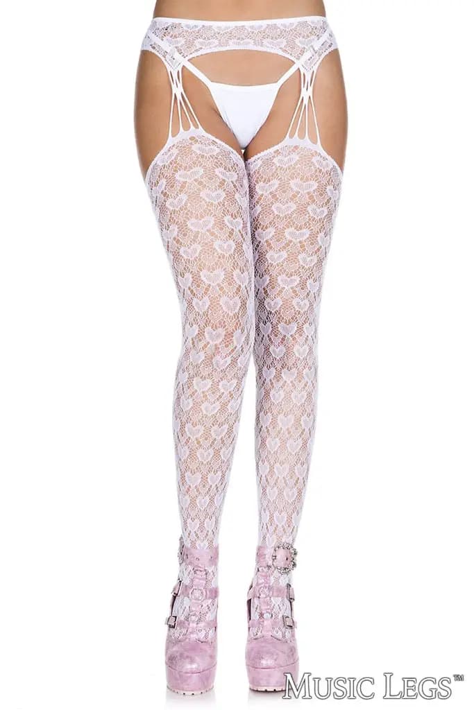 Heart Lace Suspender Pantyhose 3