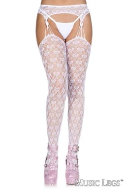 Heart Lace Suspender Pantyhose 3