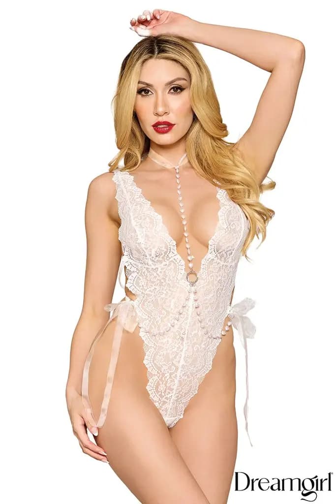 2Pc Pearl Harness Teddy 1