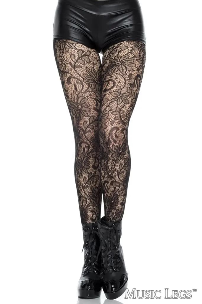 Floral Lace Pantyhose 1