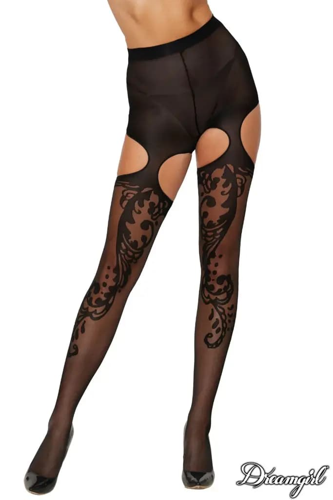 Jacquard Suspender Pantyhose 1