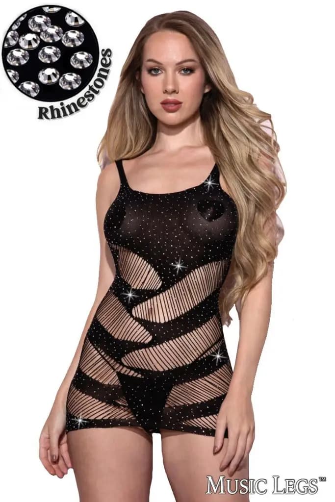 Rhinestone Net Chemise 1